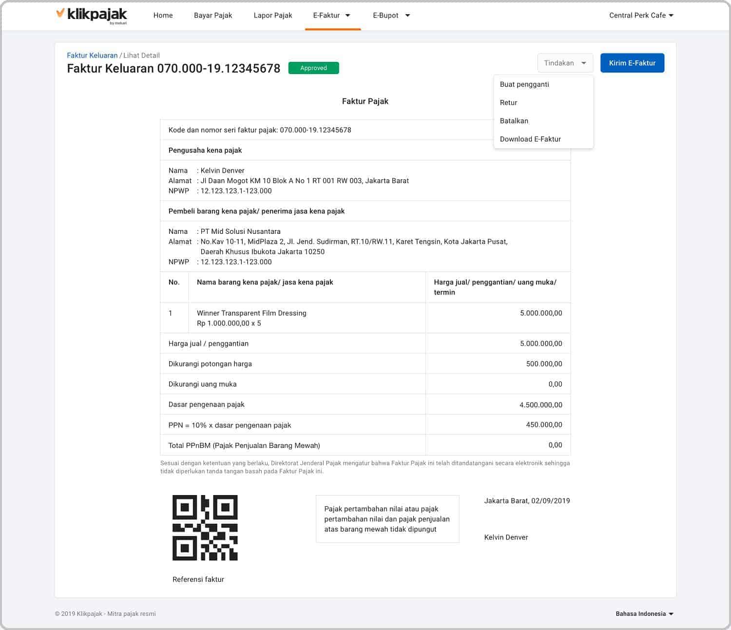 contoh faktur pajak dari aplikasi klikpajak