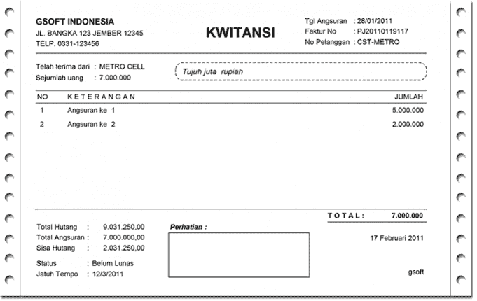 contoh kwitansi