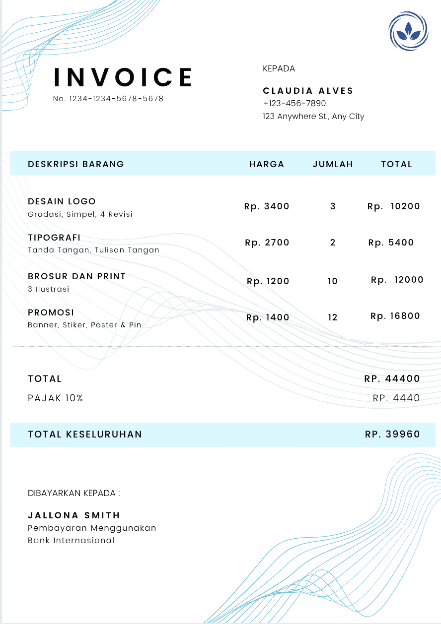download format template contoh invoice pdf excel word