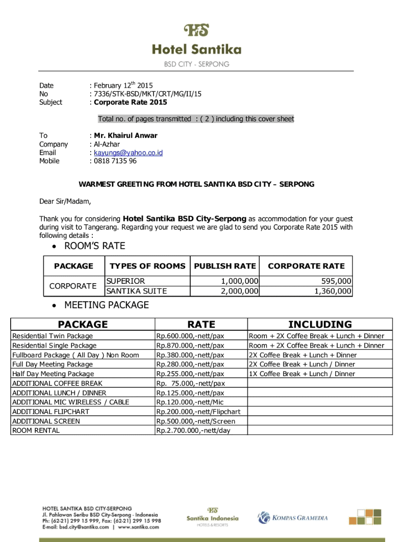 contoh invoice hotel adalah sebagai berikut