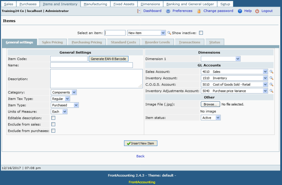 Software accounting FrontAccounting