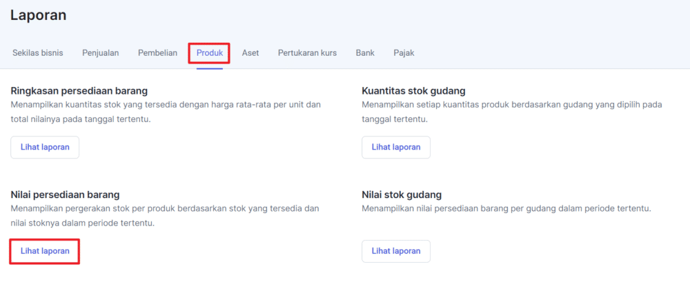 laporan persediaan barang dalam mekari jurnal