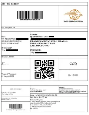 contoh resi