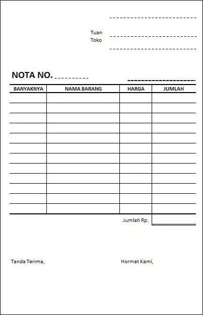 template nota kosong dalam bentuk pdf