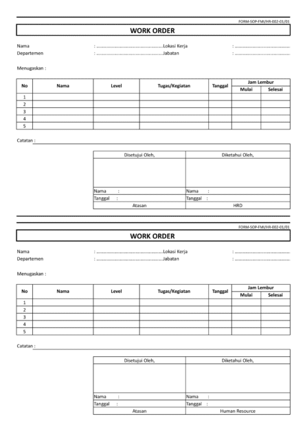 template dokumen work order indonesia