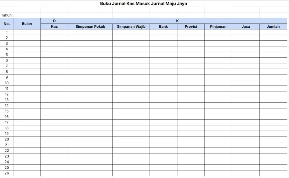 contoh pembukuan koperasi simpan pinjam manual dalam format excel