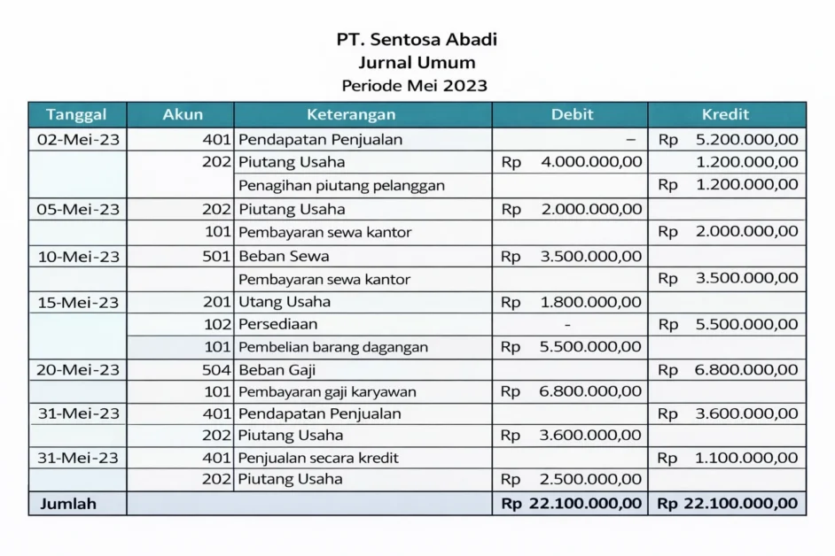 contoh buku besar piutang excel