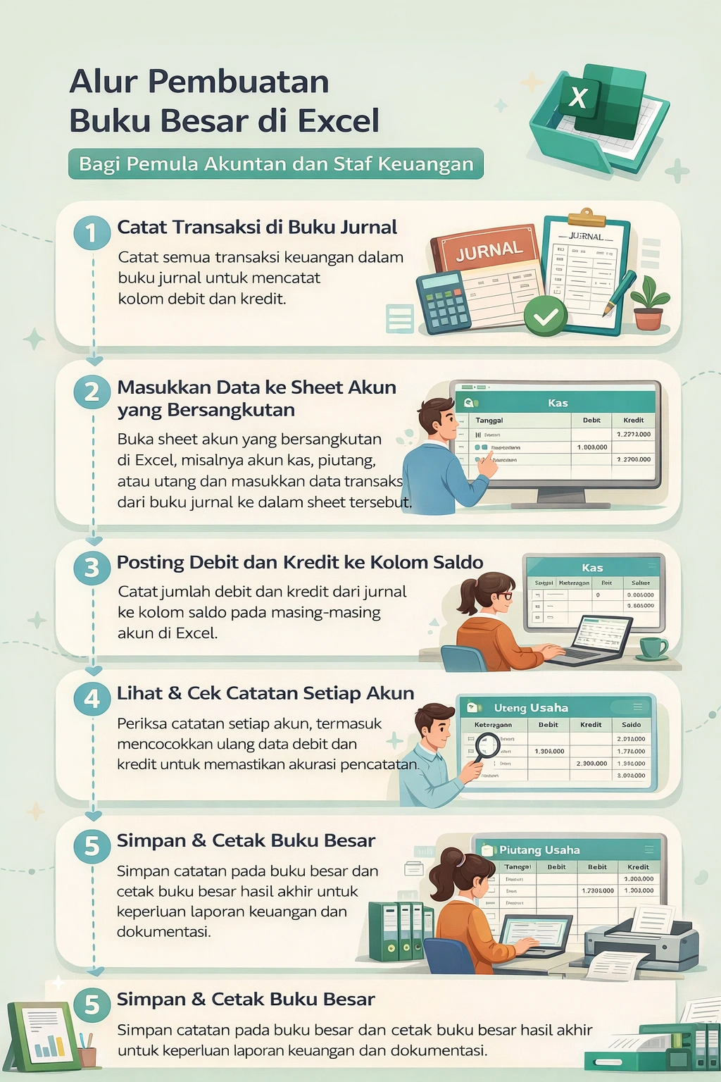 infografis cara membuat buku besar excel
