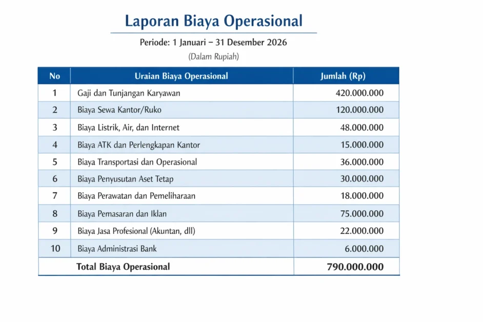 Contoh Perhitungan dan Ilustrasi Praktis Biaya Operasional