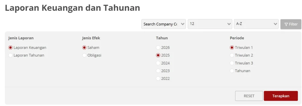 Laporan Keuangan Saham dalam IDX