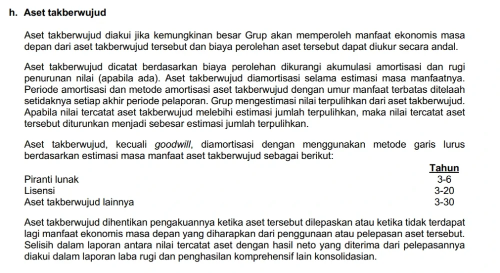 Penyajian Aset Tak Berwujud dalam CALK