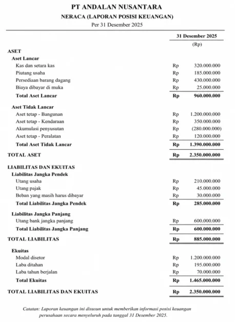 Contoh Format Neraca Staffel Sederhana