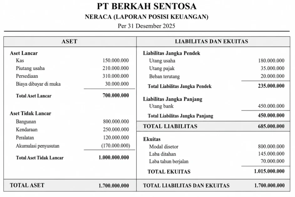 Contoh Format Neraca Skontro Sederhana