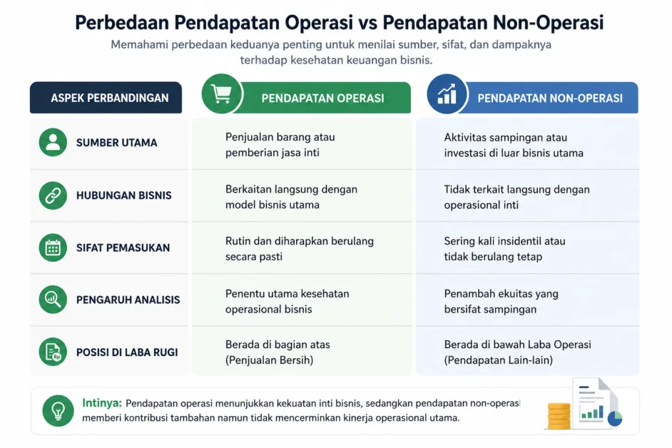 Perbedaan Pendapatan Operasi vs Non-Operasi