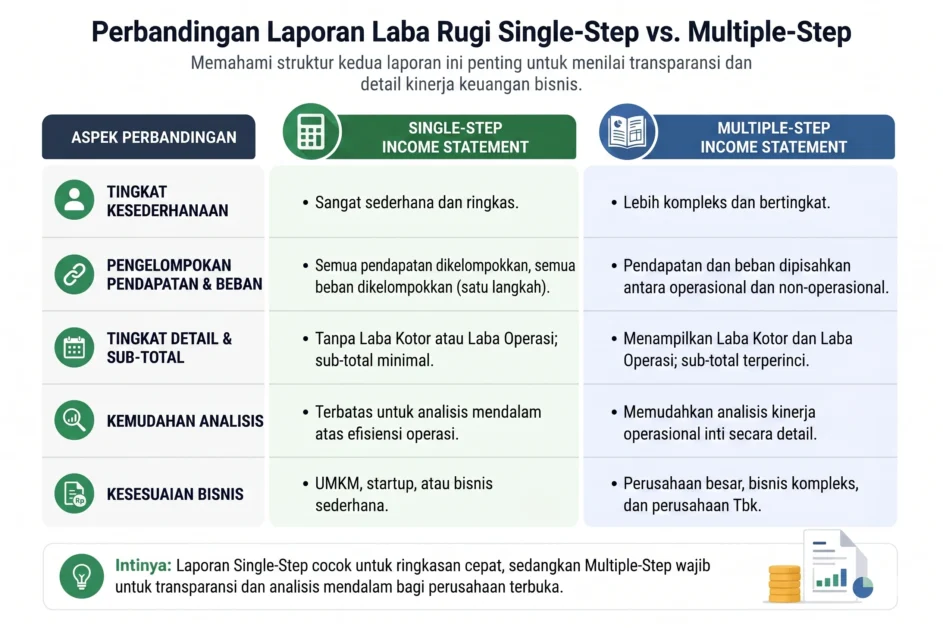 Perbedaan Single-Step dan Multiple-Step Income Statement
